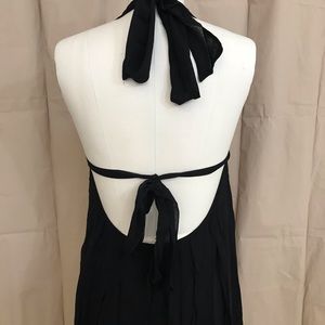 Kiki de Montparnasse Black Empire  Asymmetrical Halter Tied Dress